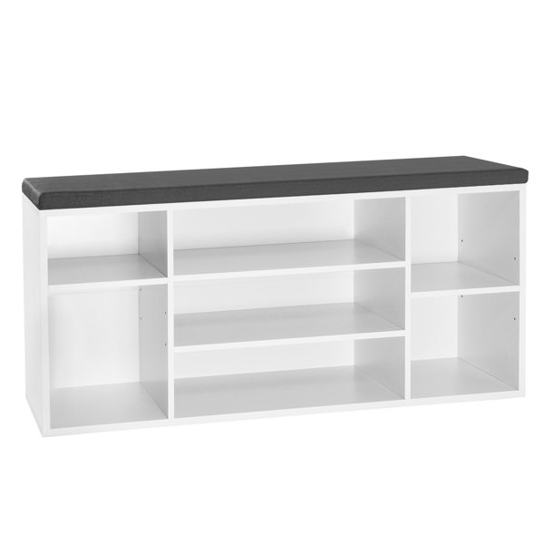 Latitude Run White Shoe Bench, Shoe Rack With Bench, With 7